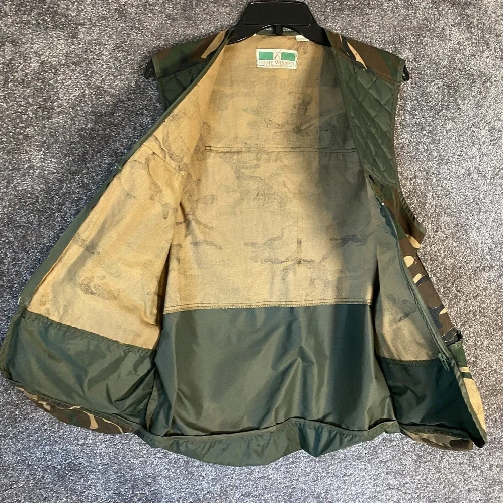 VTG Duck Camo Game Winner Shooting Vest Mens Medium Hunting Sportswear Quilted